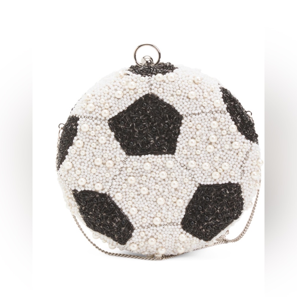 MADE IN INDIA BEADED SOCCOR BALL  CLUTCH - NWT